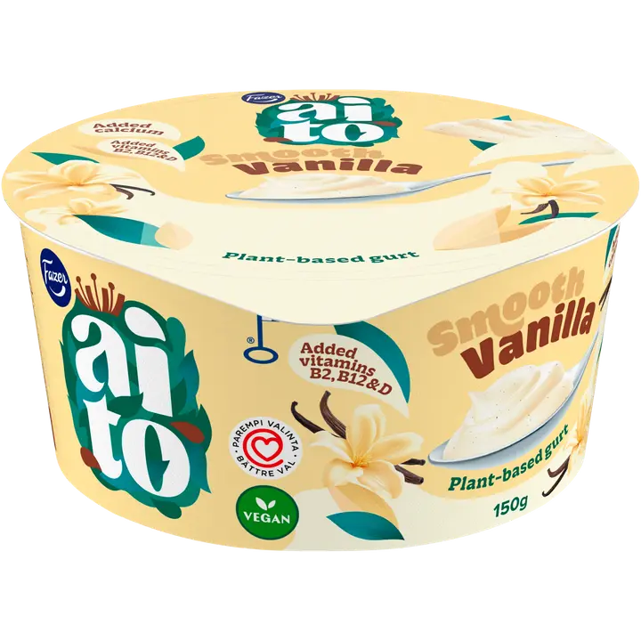 Fazer Aito Kasvipohjainen Gurtti Vanilja 150 g, vaniljakauravälipala