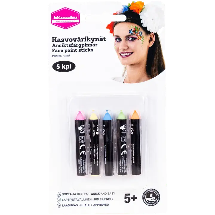 Kasvovärikynä pastelli 5 kpl/pkt