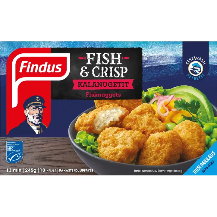 Findus Fish & Crisp kalanuggetit MSC 245g, pakaste