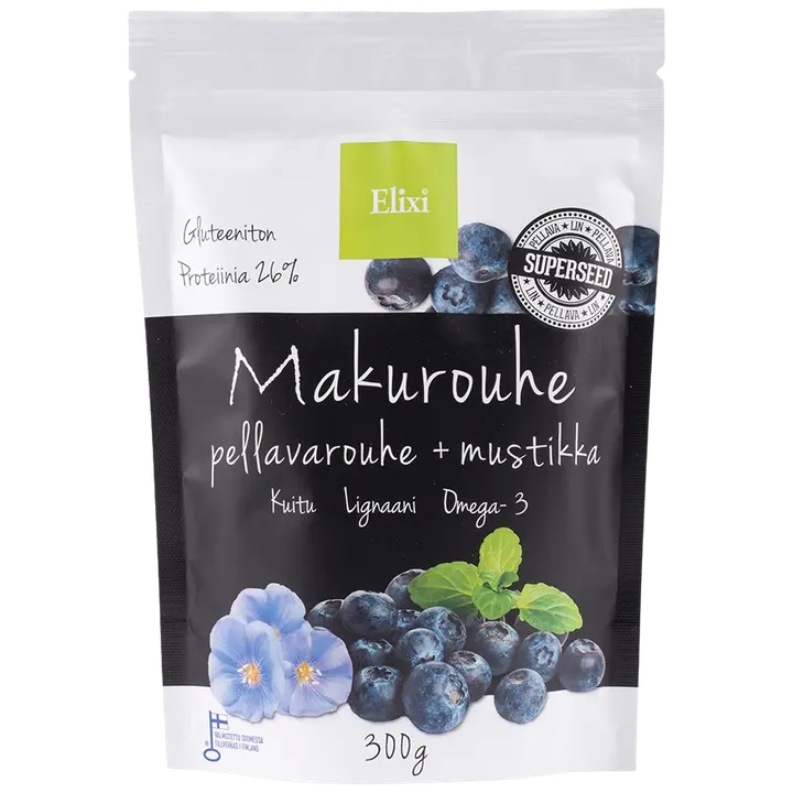 Elixi Makurouhe Mustikka 300g Pellavansiemenrouhe