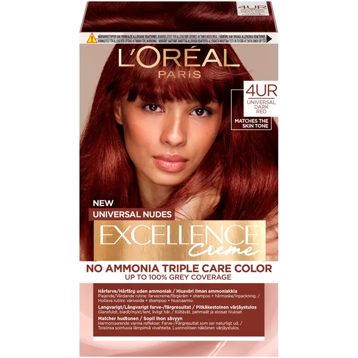 L'Oréal Paris Excellence Universal Nudes 4UR Dark Red kestoväri ilman ammoniakkia 1kpl