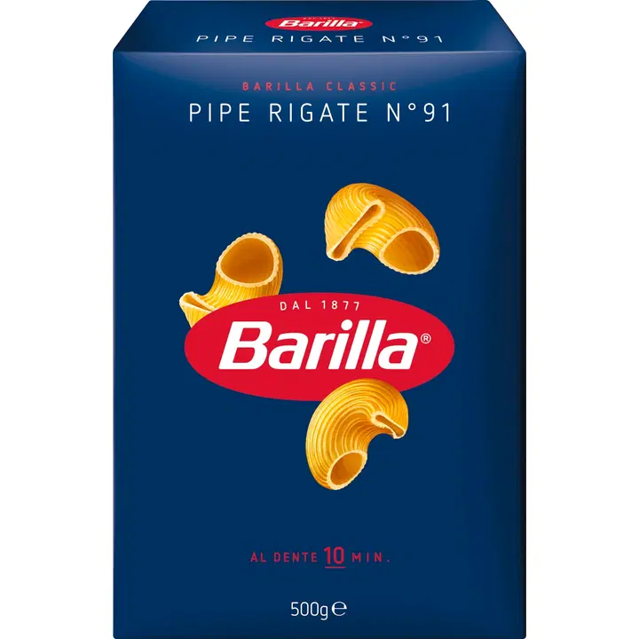 Barilla Pipe Rigate n. 91 durumvehnästä valmistettu pasta 500g