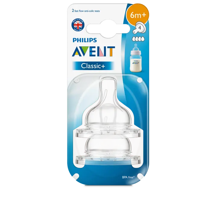 Philips Avent Classic Pullotutti 4reikää nopea virtaus, 2kpl, 6kk+