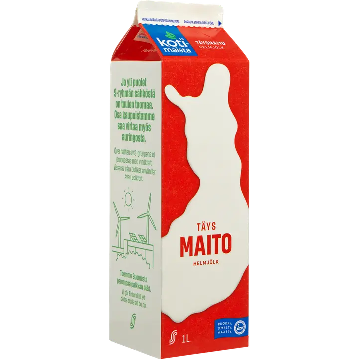 Kotimaista täysmaito 1l