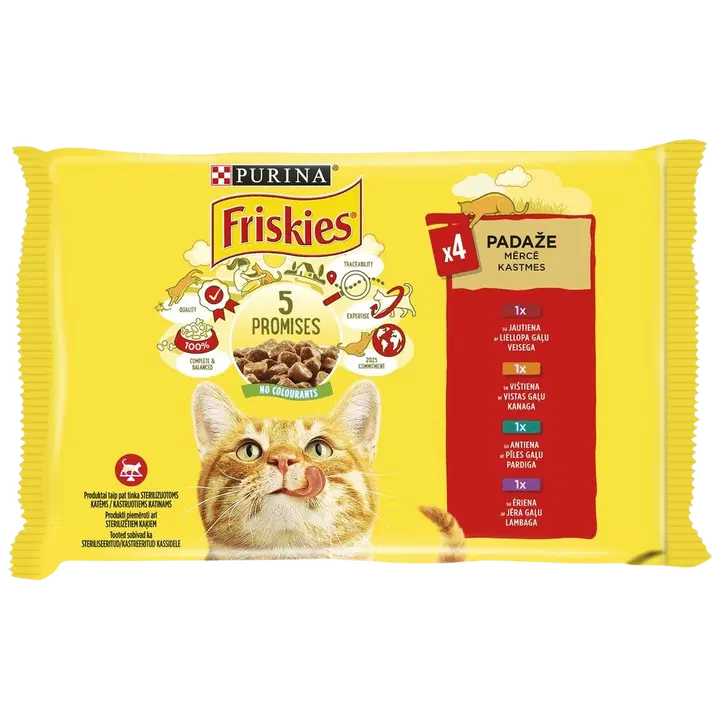 FRISKIES kiisueine lihavalik kastmes 4*85g