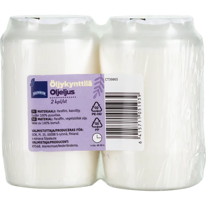 Rainbow öljykynttilä pieni 2kpl