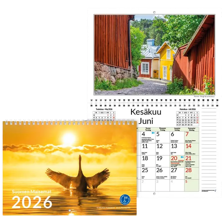 Aikataos seinäkalenteri Suomen Maisemat A3 2026