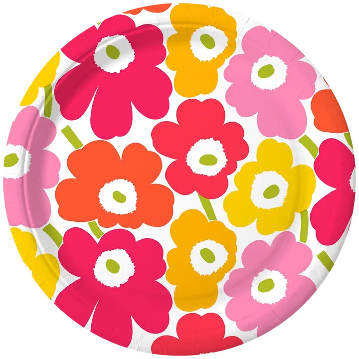 Papptaldrikud Marimekko Mini Unikko kollane, roosa 23cm