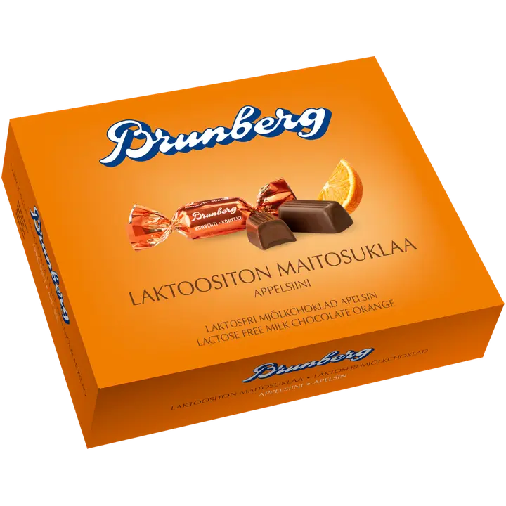 Brunberg Laktoositon Maitosuklaakonvehti Appelsiini 250g