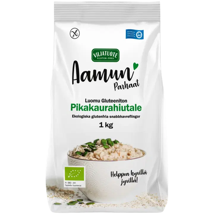 Virtasalmen Viljatuote Luomu Gluteeniton Pikakaurahiutale 1kg