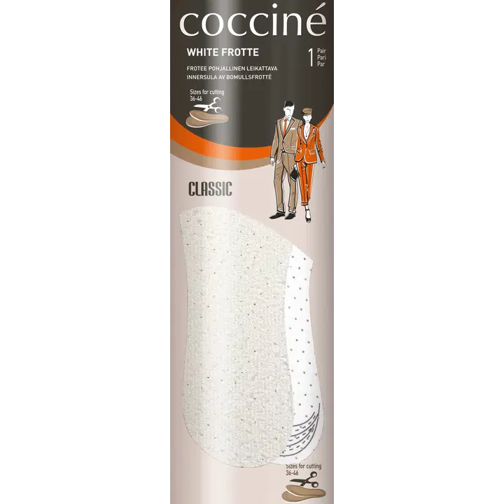 Coccine leikattava pohjallinen frotee 36-46 valkoinen