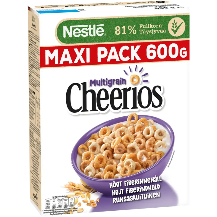 Nestlé Cheerios 600g Monivilja rapeita monivilja-täysjyvämuroja
