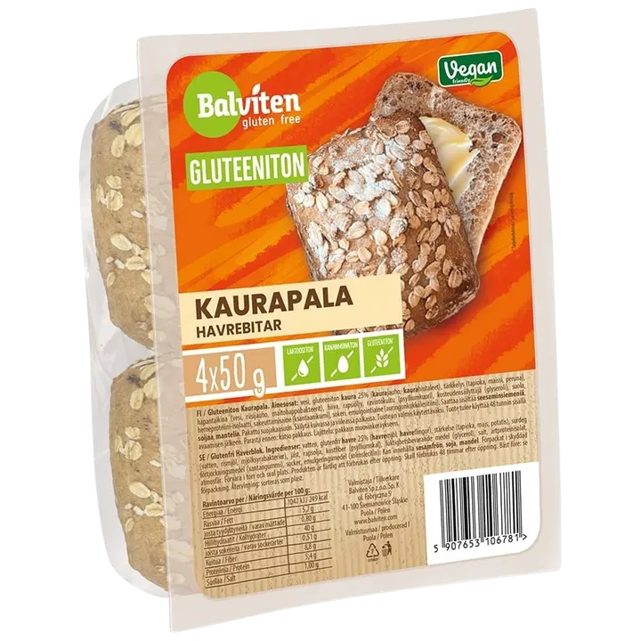 Balviten Gluteeniton Kaurapala 4 x 50g