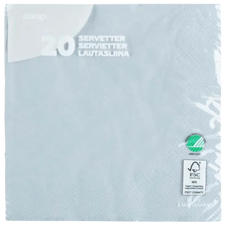 Coop lautasliina harmaa 33x33cm 20kpl