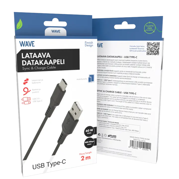 Datakaabel USB 2.0 Type-C, 2 m must