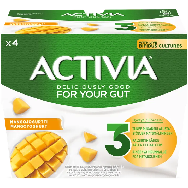 Danone Activia mangojogurt, 4 x 125 g (500 g)