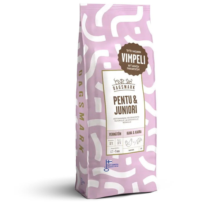 Dagsmark PENTU & JUNIORI koiran kuivaruoka vehnätön kana-kaura 2 kg