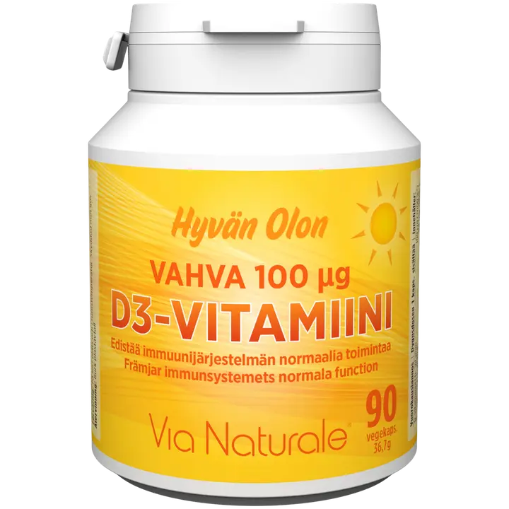 Hyvän Olon Vahva D3-vitamiini100 µg 90 vegekaps Via Naturale