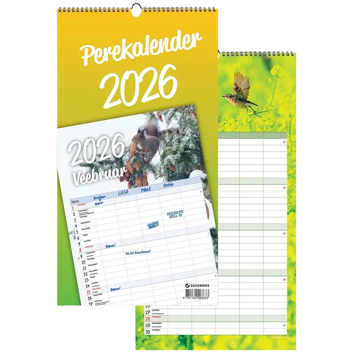 Perekalender, 225 x 420 mm, aasaga spira