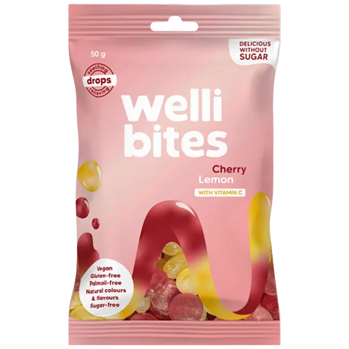 Wellibites - Kirsikka & Sitruuna Drops 50g