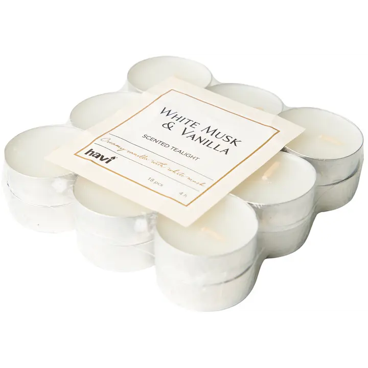 Havi teeküünal valge musk&ilje 18tk