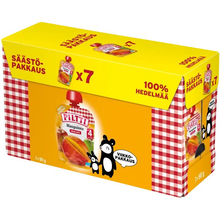 Piltti 7x90g Mangoinen hedelmäsose 4kk annospussi