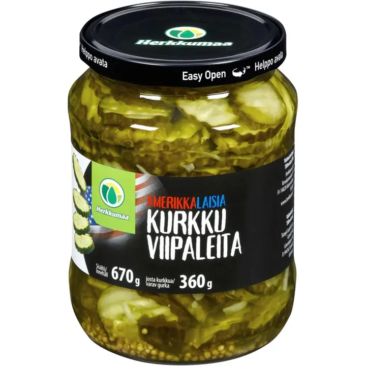 Herkkumaa Amerikkalaisia kurkkuviipaleita 670/360g