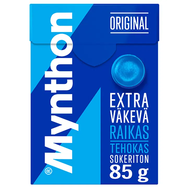 Mynthon Original Extra Väkevä sokeriton kurkkupastilli 85g