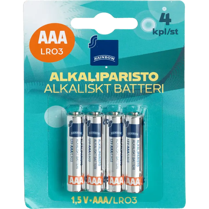 Rainbow alkaliparisto AAA/LR03 1,5V 4 kpl