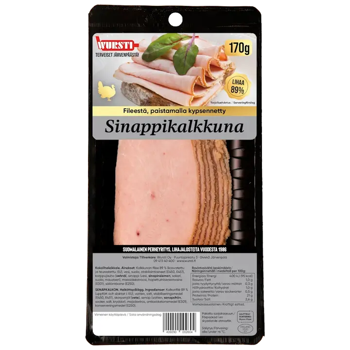 Wursti Sinappikalkkuna siivutettu 170g