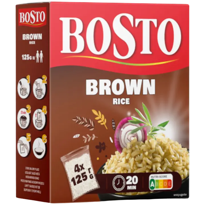Bosto pruun riis 4 x 125 g