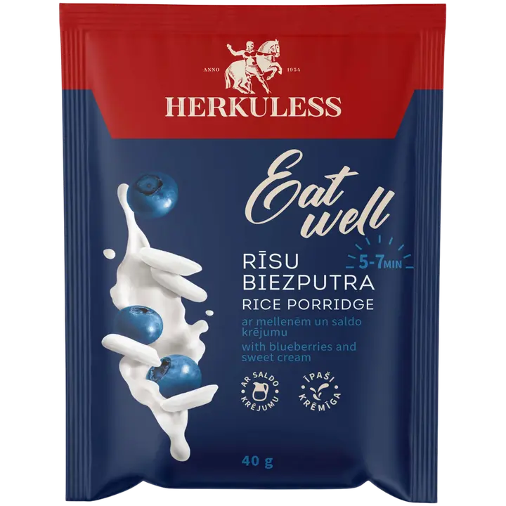 Herkuless riisihelbepuder mustika ja koorega 40g