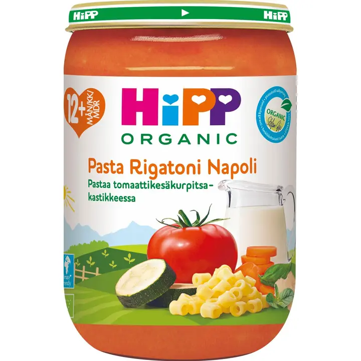 Hipp 220g Luomu Pastaa Tomaatti-kesäkurpitsakastikkeessa 12kk