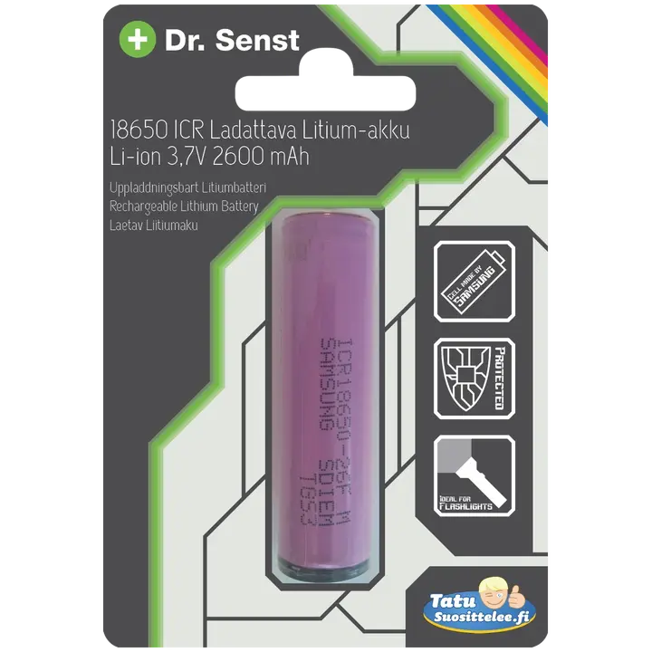Dr. Senst ICR18650 ladattava Li-ion-akku 2600 mAh