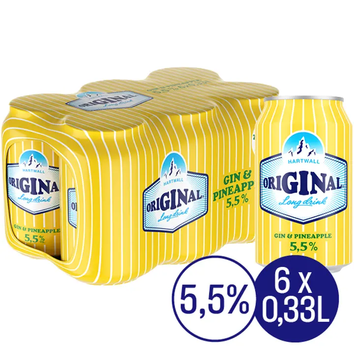 6 x Hartwall Original Long Drink Pineapple 5,5% 0,33 l
