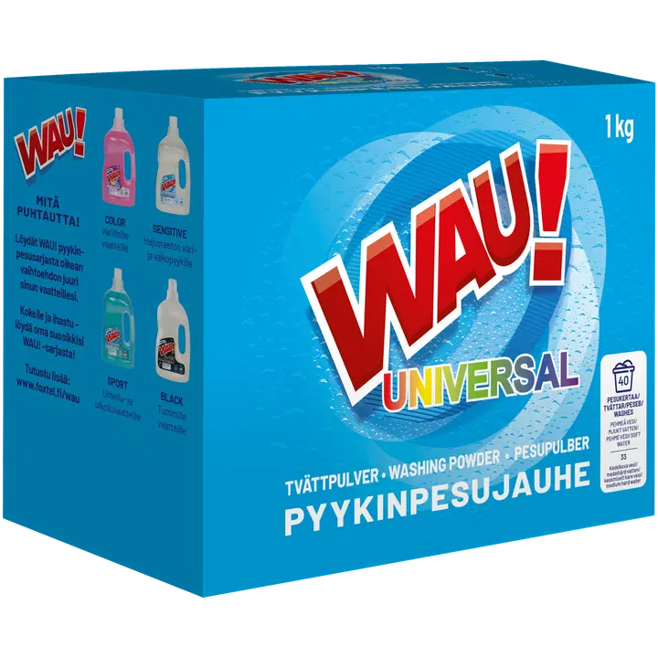 WAU! Pyykinpesujauhe Universal kirjo- ja valkopyykille 1 kg 33 pesua
