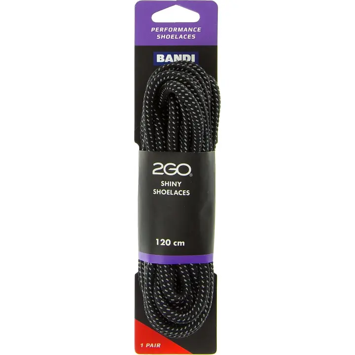 Bandi 2GO heijastavat kengännauhat 120 cm musta