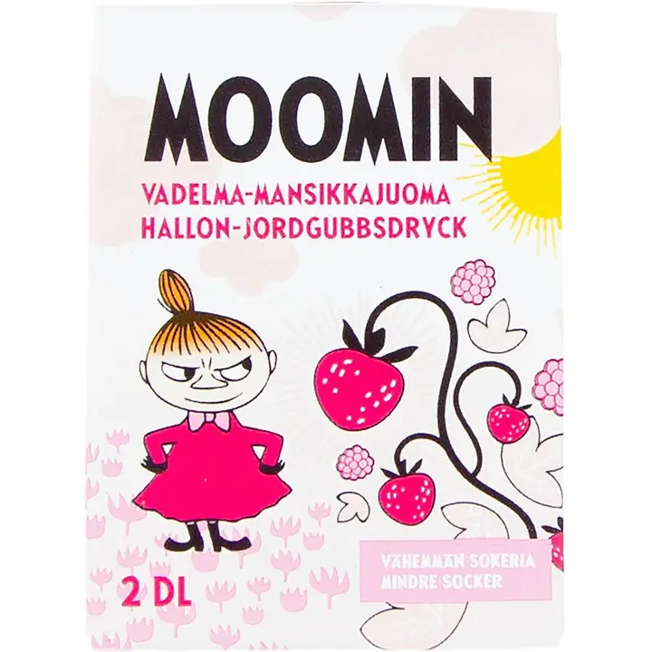 Moomin 2dl vadelma-mansikkajuoma