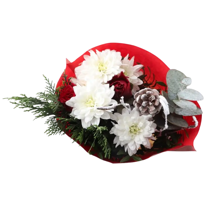 Kimppu Tuovi, puna-valkoinen sekakimppu, 9 oksaa, 50cm