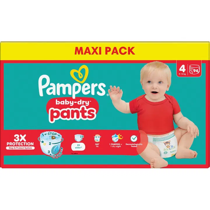 Pampers BabyDry Pants S4 9-15kg 94st blöja