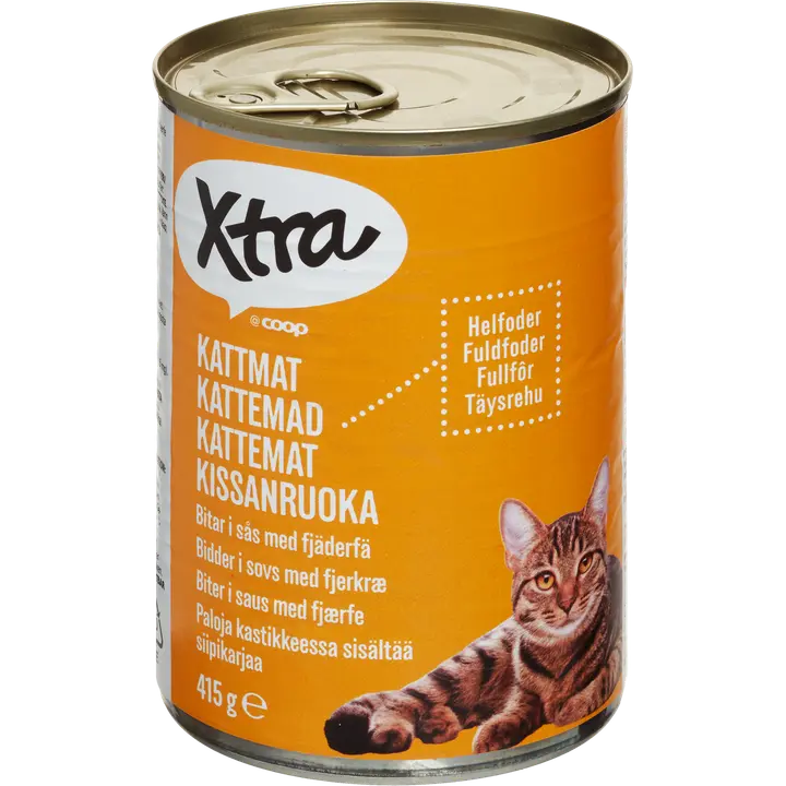 Xtra kissanruoka paloja kastikkeessa, sisältää siipikarjaa 415 g