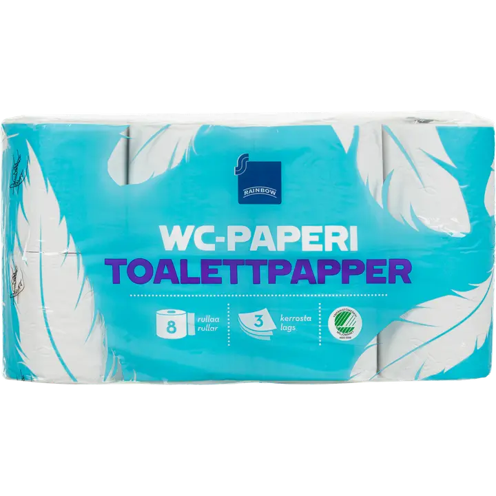 Tualettpaber 8 rulli, 3 -kihiline