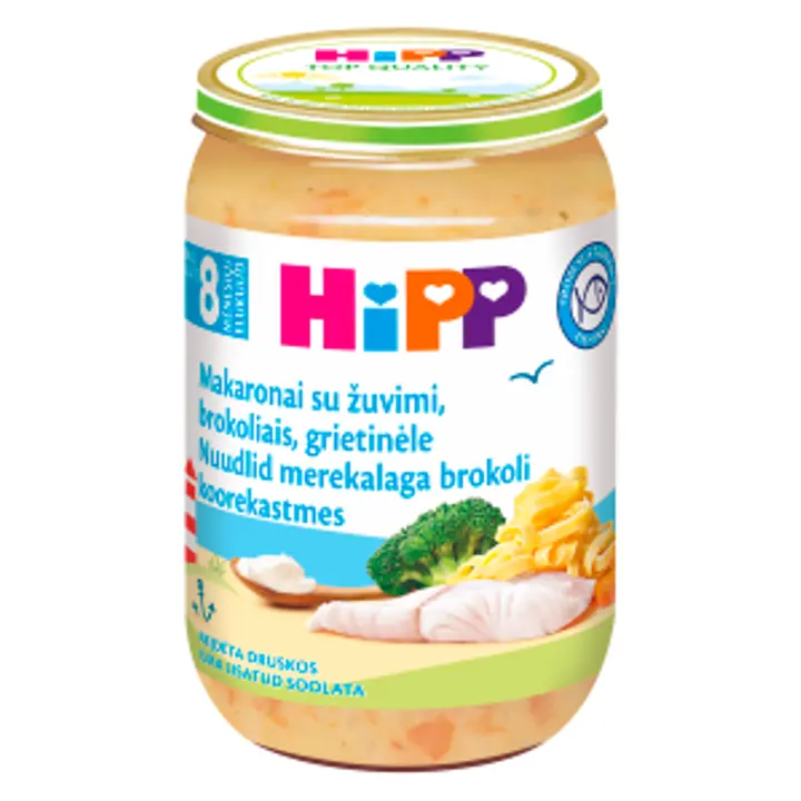 Hipp makaroni-kala-brokolipüree 220g, alates 8-elukuust