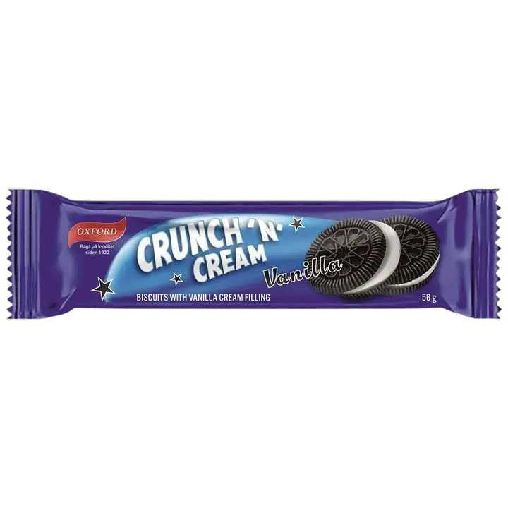 Oxford vaniljekreemi täidisega (18%) krõbedad kakaoküpsised “vanilla” 56g