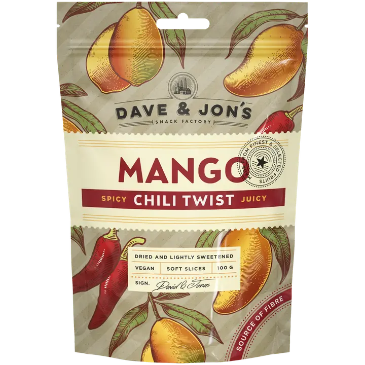 Dave & Jon´s kuivattua mangoa chilillä 100 g