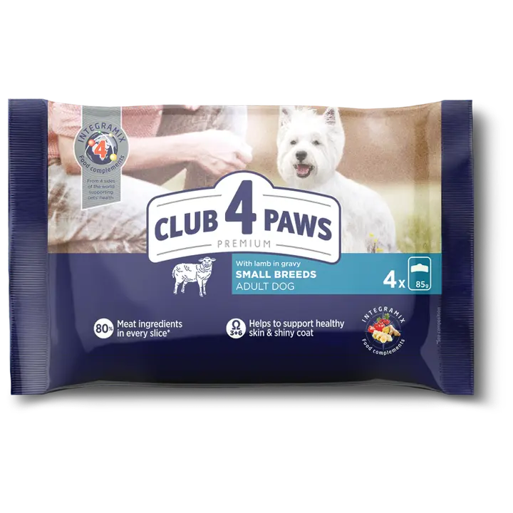 Club4Paws Premium konserv väikest. tõugudele lambalihaga kastmes 4*0,85g