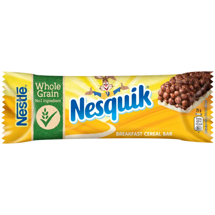 Nestlé Nesquik 25g viljapatukka täysjyvävehnällä, maitopohjalla ja kaakaolla