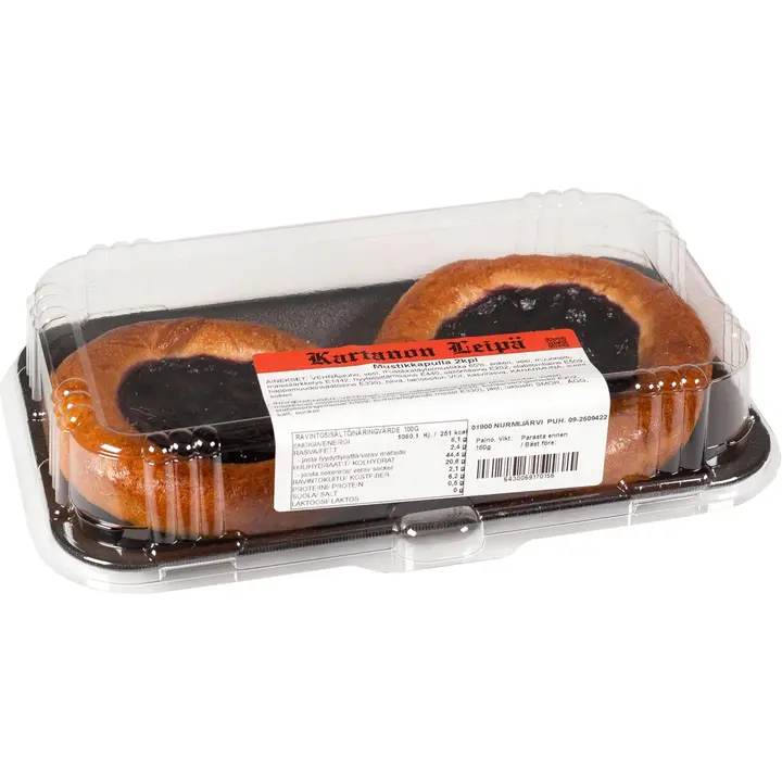 Kartanon leipä mustikka pulla 2 x 80g