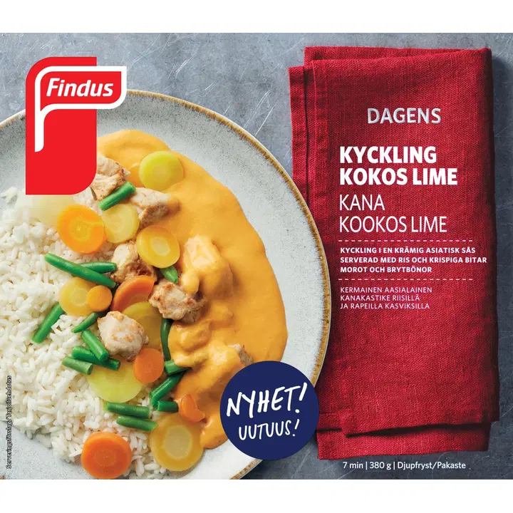 Findus Dagens Kana Kookos-Lime 380g, pakaste