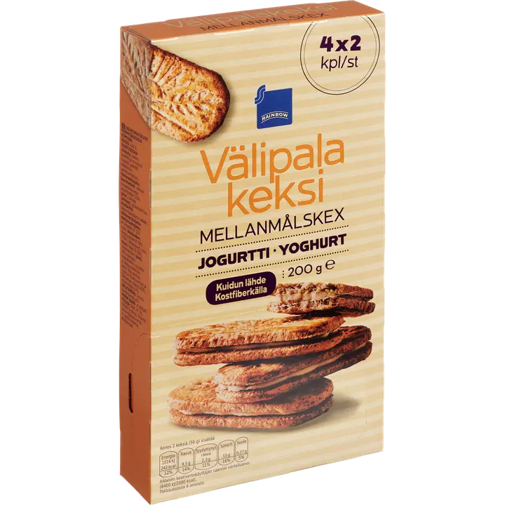 Rainbow välipalakeksi jogurttitäytteellä 200 g